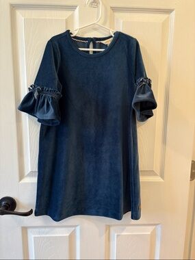 Matilda Jane Navy Velvet Ruffle-Sleeve Dress